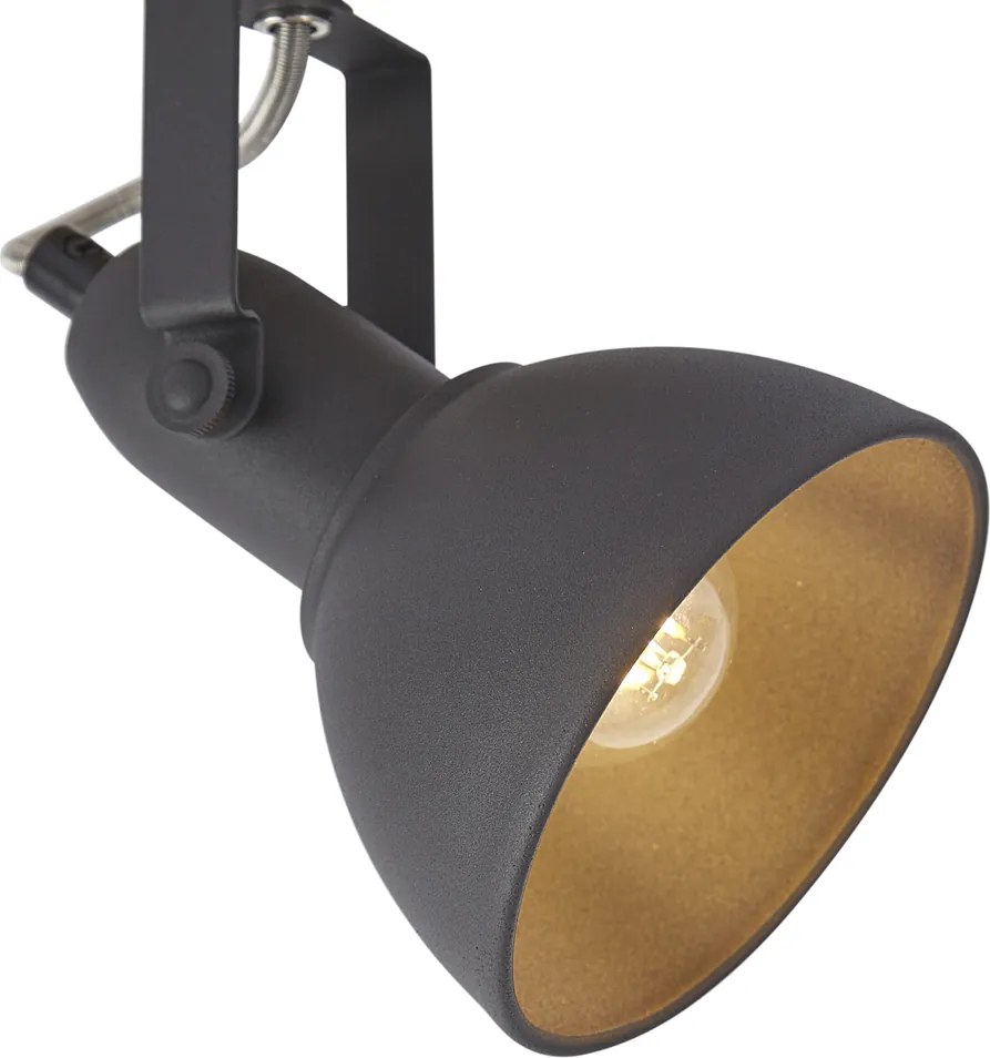 Foco industrial preto com madeira giratório e inclinável - Jakub