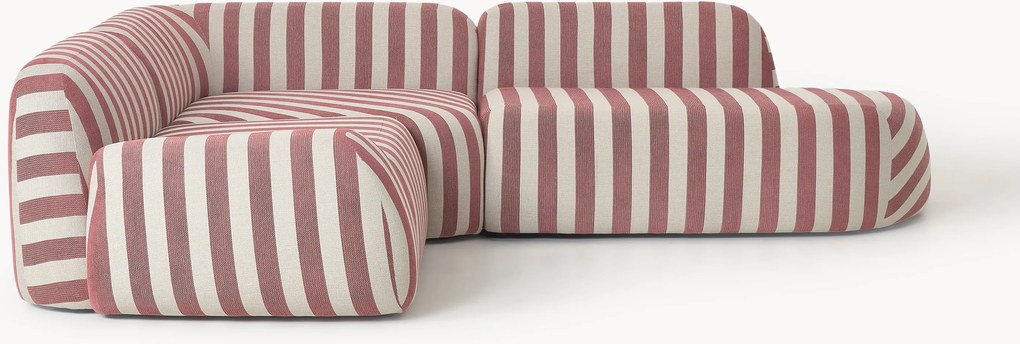 Sofá de canto modular com chaise longue às riscas Wolke (4 lugares)