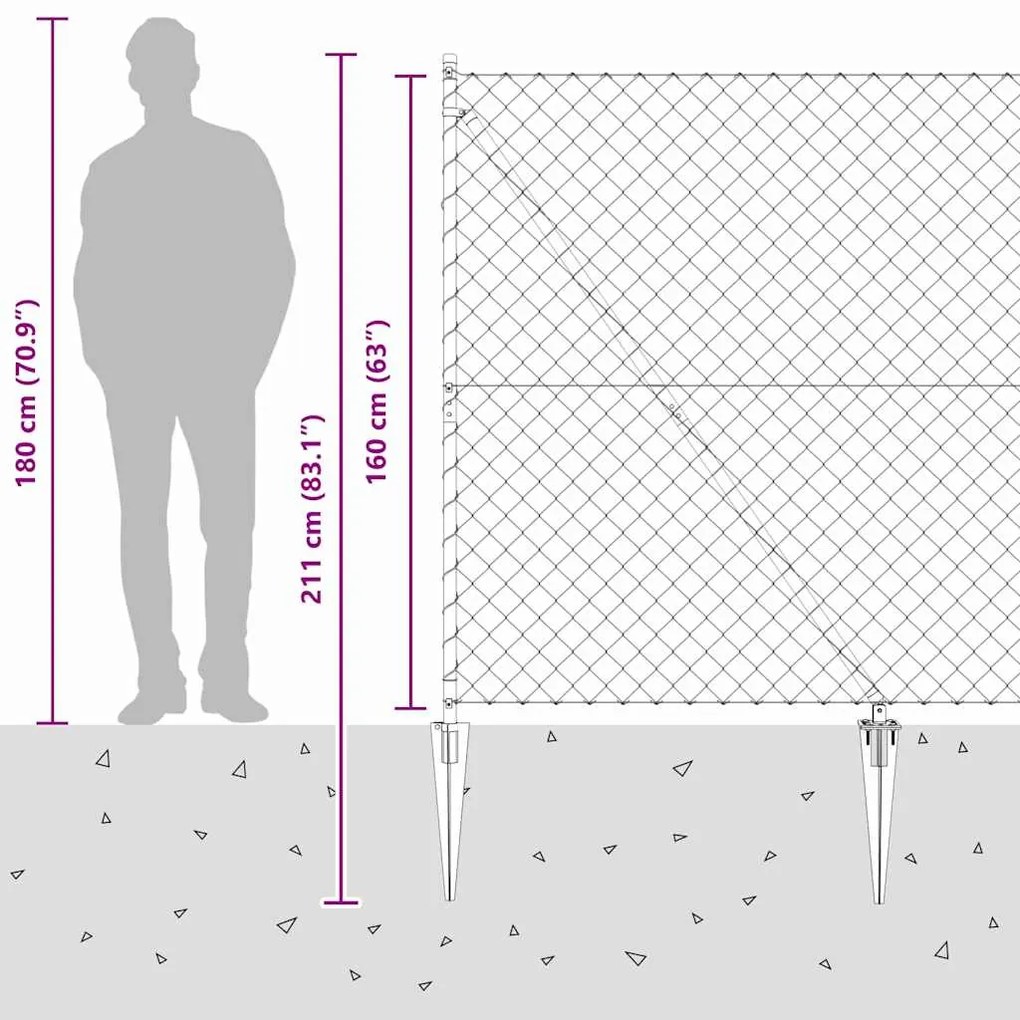 Conjunto de Postes de Cerca Prateado 10 x 1.6 m Aço galvanizado
