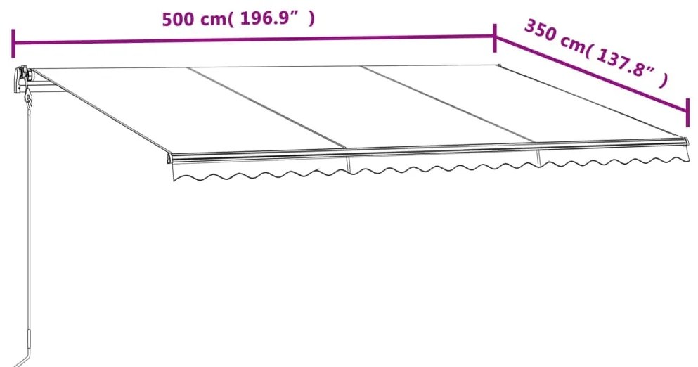 Toldo retrátil automático 500x350 cm cor creme