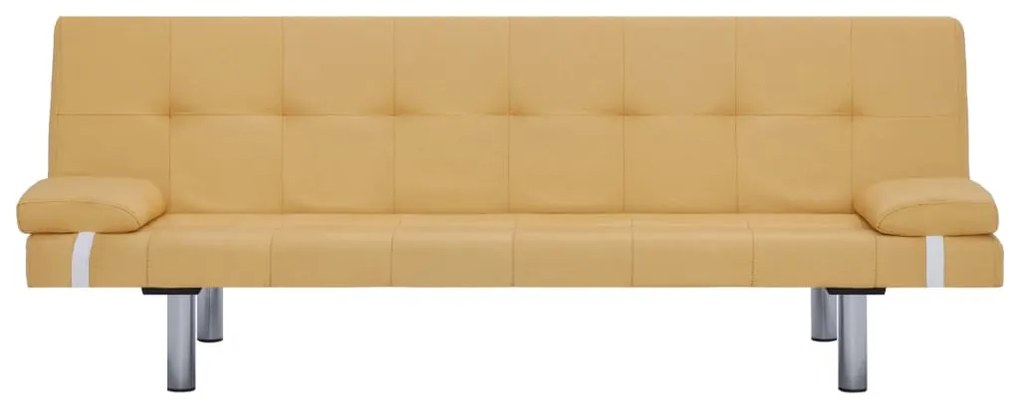 Sofá Cama Vivian - Cor Amarelo - Em Tecido, Estrutura em Madeira, Pern