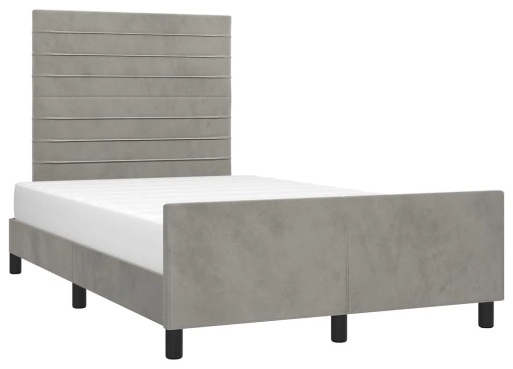 Estrutura de cama sem colchão 120x200 cm veludo cinzento-claro