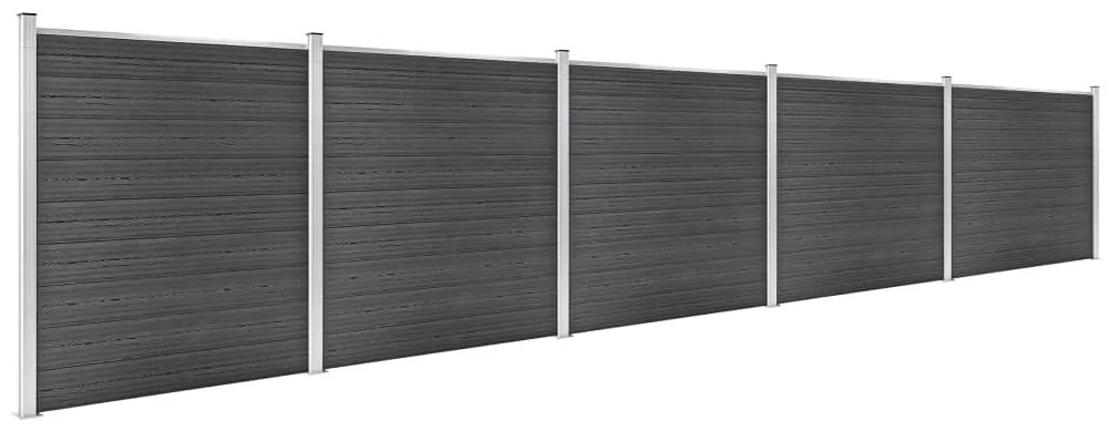 Conjunto de painel de vedação WPC 872x186 cm preto