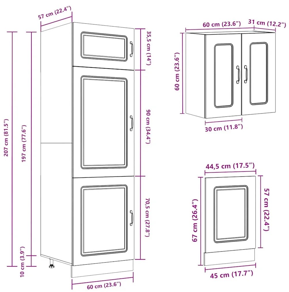 8 peças armário de cozinha conjunto Kalmar preto