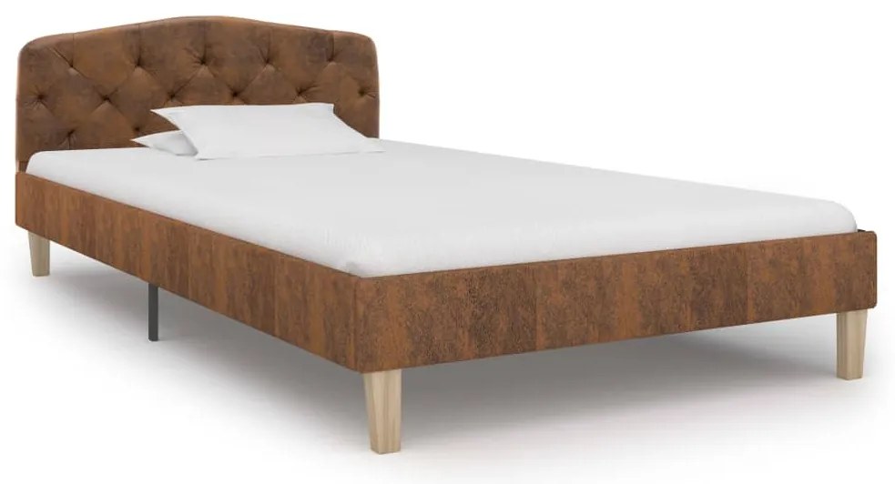 Estrutura de cama 90x200 cm camurça artificial castanho