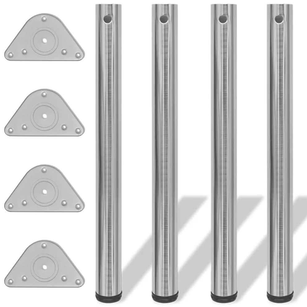 242145 vidaXL 4 pernas de mesa, altura ajustável, níquel escovado 710 mm