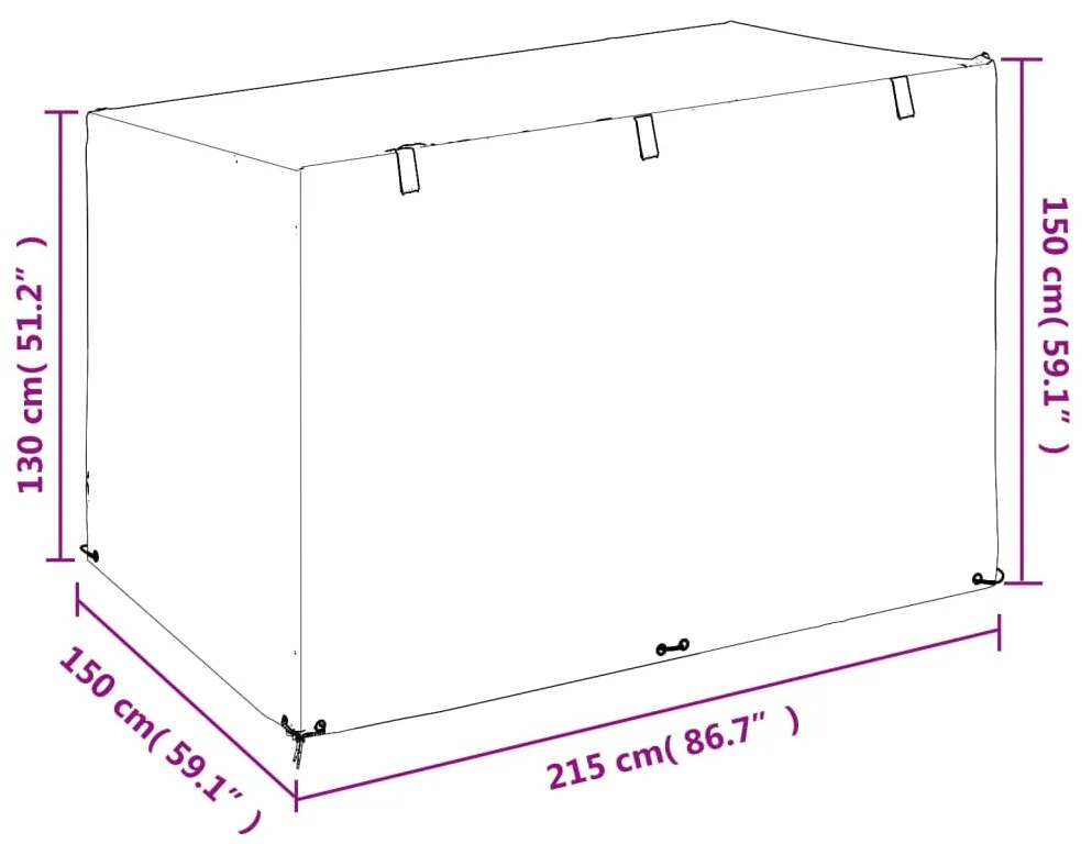 Capa p/ banco de baloiço 12 ilhós 215x150x130/150cm polietileno