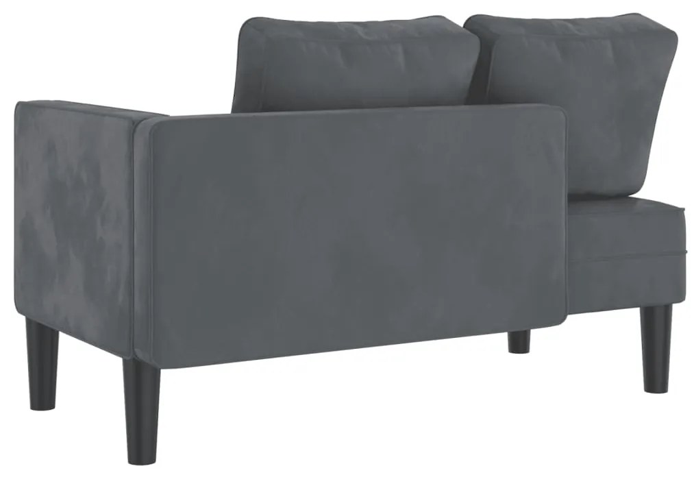 Chaise lounge com almofadões veludo cinzento-escuro