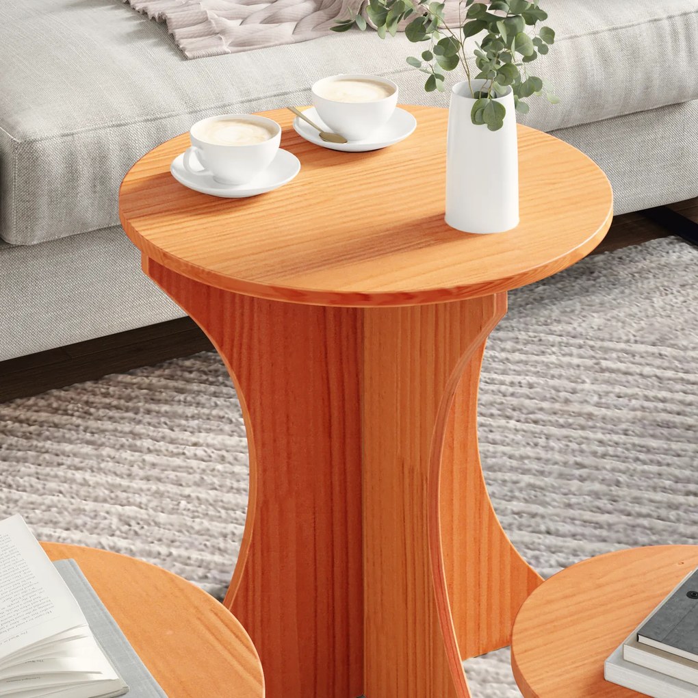 Conjunto de Mesas de Café 3 pcs Castanho-mel 46 x 46 x 47 cm