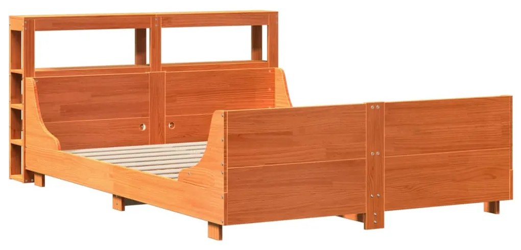 Cama sem colchão 135x190 cm madeira pinho maciça castanho-mel