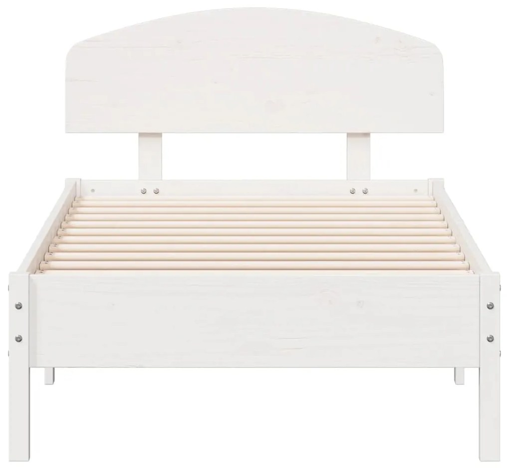 Estrutura de cama com cabeceira 90x190 cm pinho maciço branco