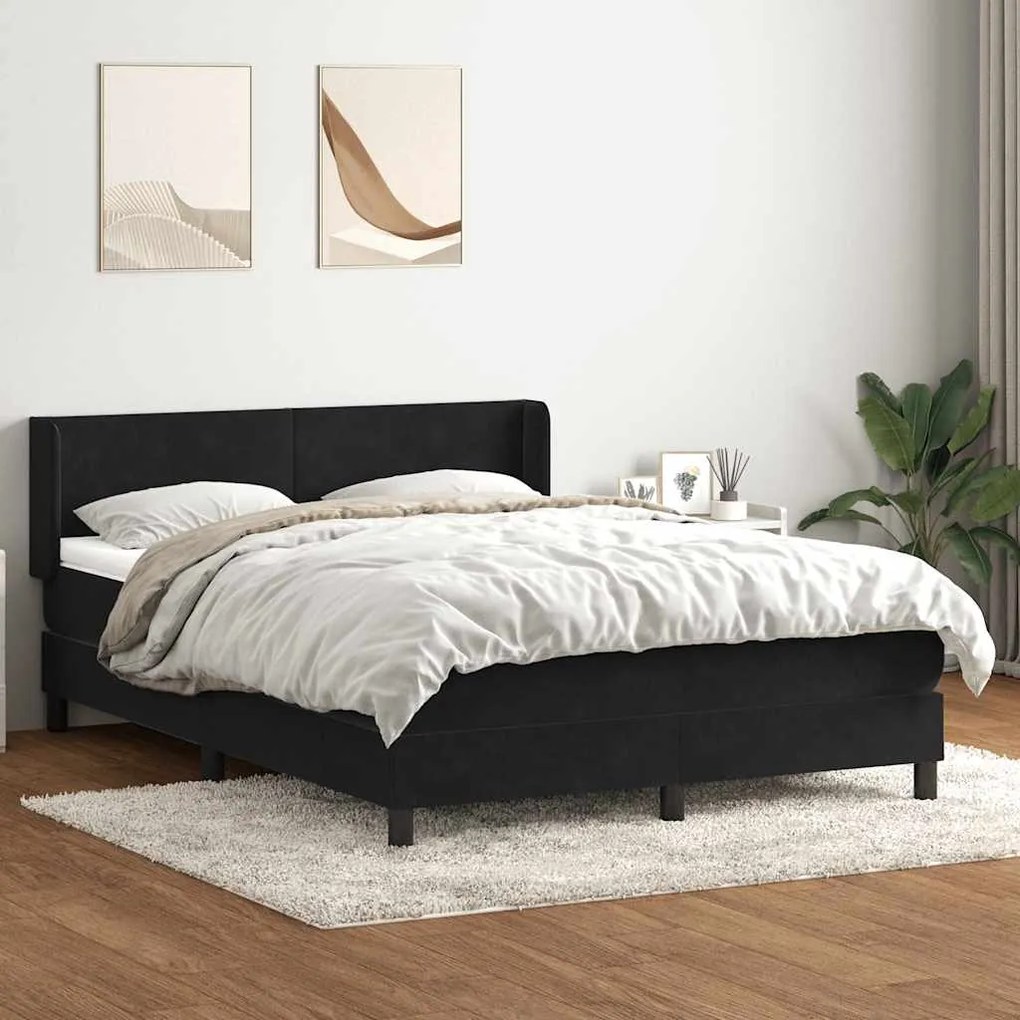 vidaXL Cama com molas/colchão 140x210 cm veludo preto