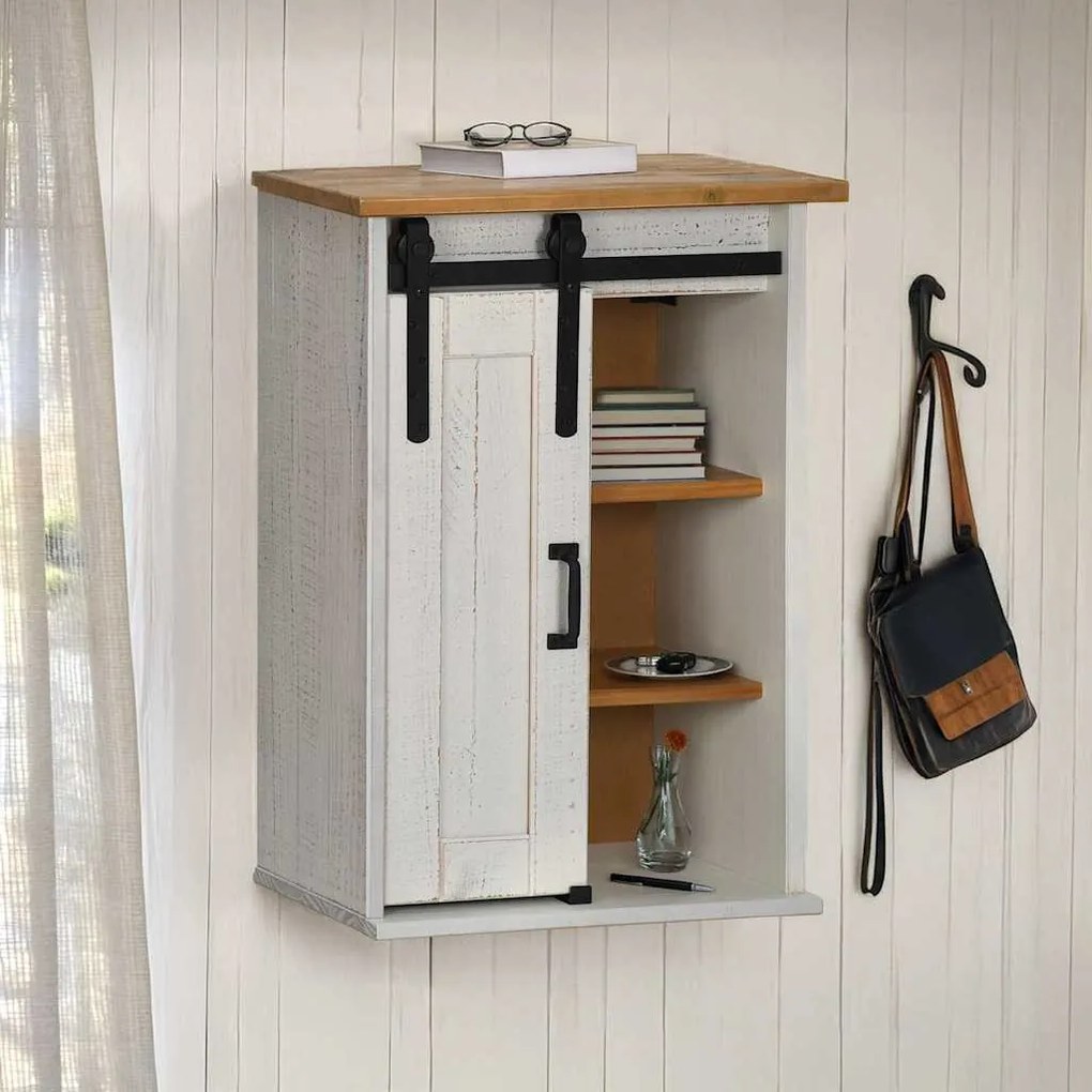 vidaXL Armário suspenso HALDEN com porta de correr 49x22,5x70 cm Pinho