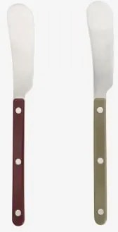 Set De 2 Facas Para Barrar Em Aço Inoxidável Tirvola Verde Oliva Intenso - Vermelho Bordô - Sklum