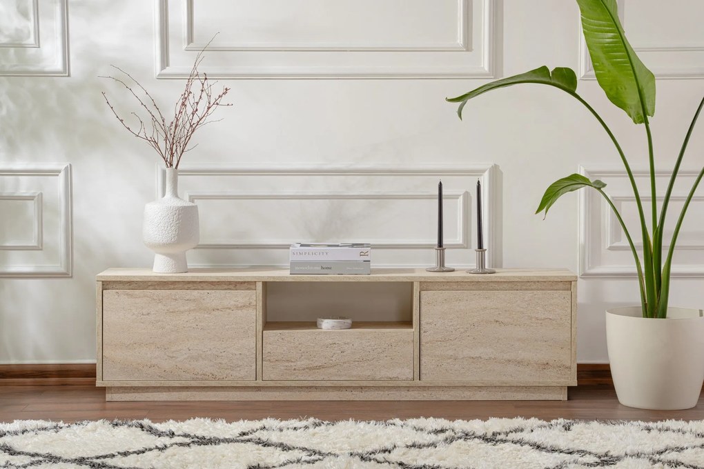 Móvel TV Vanguard – Travertine – 160x42x29,5 cm