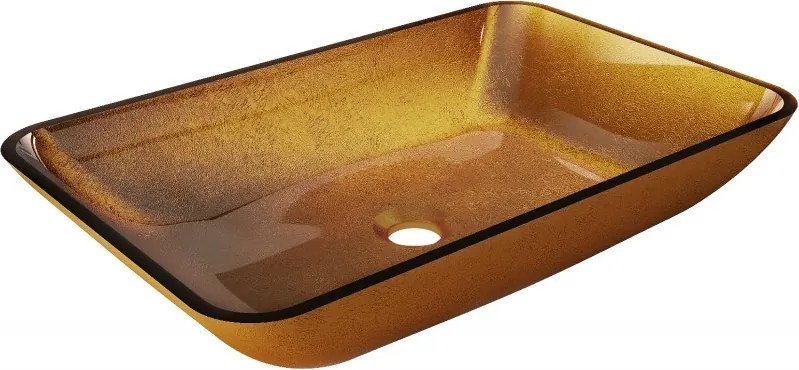 Mexen Megan lavatório de vidro de bancada 56 x 36 cm, dourado - 24135650