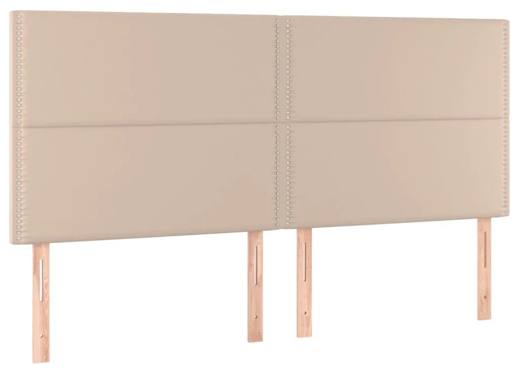 Cama box spring c/colchão/LED 180x200cm couro artif. cappuccino