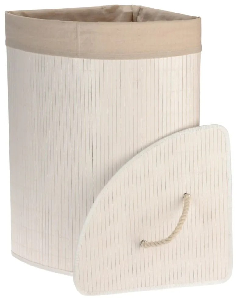 443272 Bathroom Solutions Cesto de canto para roupa suja bambu branco