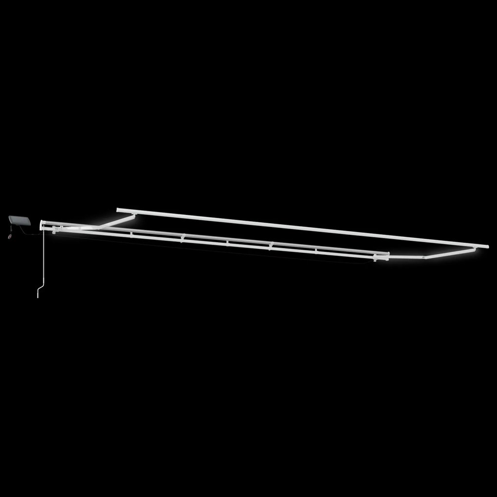 Toldo Retrátil Manual com LED Cinzento-Claro 600x300 cm, Tecido de Sub