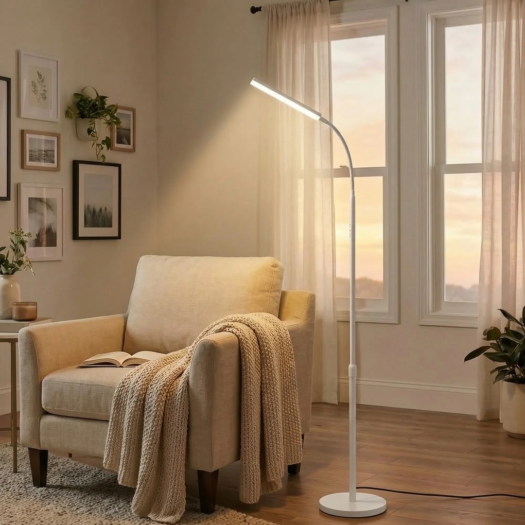 Candeeiro de pé, altura ajustável 141-175 cm branco