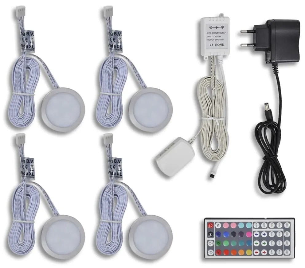 240676 vidaXL Conjunto de 4 lâmpadas de LED para armários de cozinha