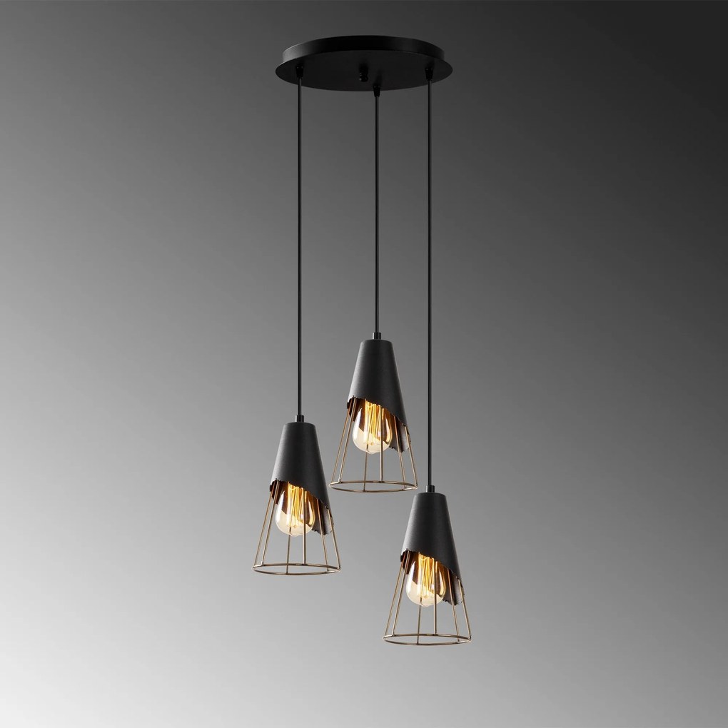 Chandelier Sivani Tel – Preto – Diâmetro 40 cm, Altura 124 cm