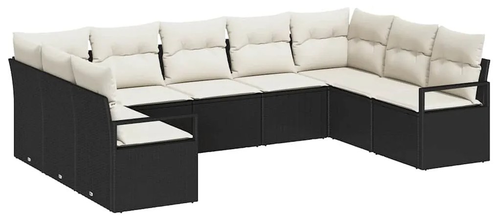Conjunto de Sofá de Jardim de 9 Peças com Almofadas em Rattan Poliéste