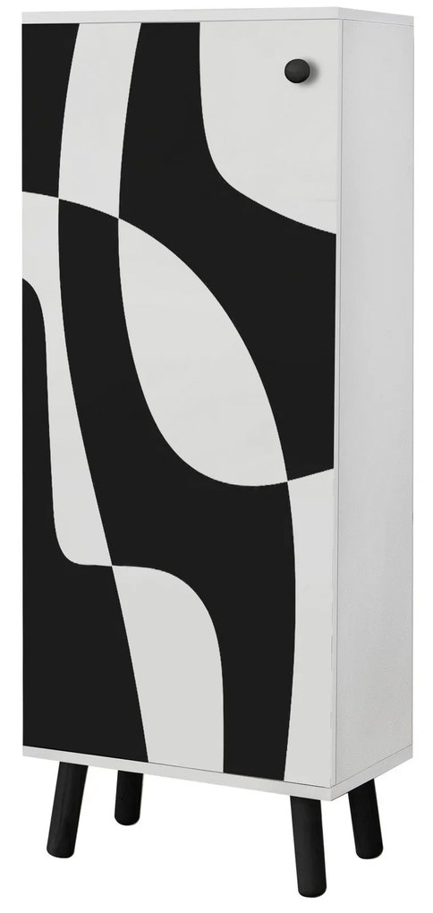 Armário de Sapatos Vegas – Branco/Preto – 50x135x38 cm