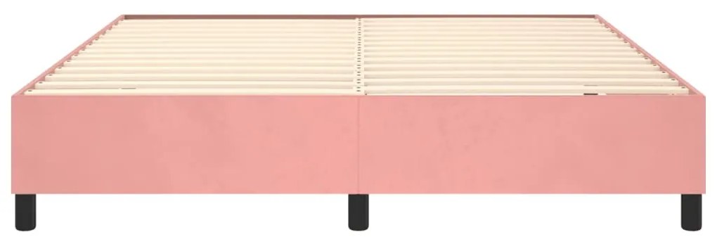 Estrutura de cama 160x200 cm veludo rosa