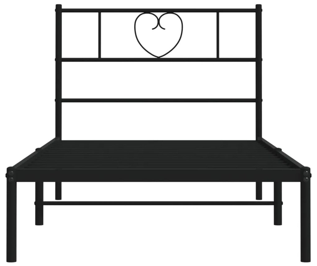 Estrutura de cama com cabeceira 100x190 cm metal preto