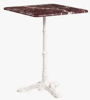 Mesa De Bar Quadrada Em Pedra Natural Azteca 60 X 60 Cm & Mármore Vermelho Cherry Gold - Branco Glacial - Sklum