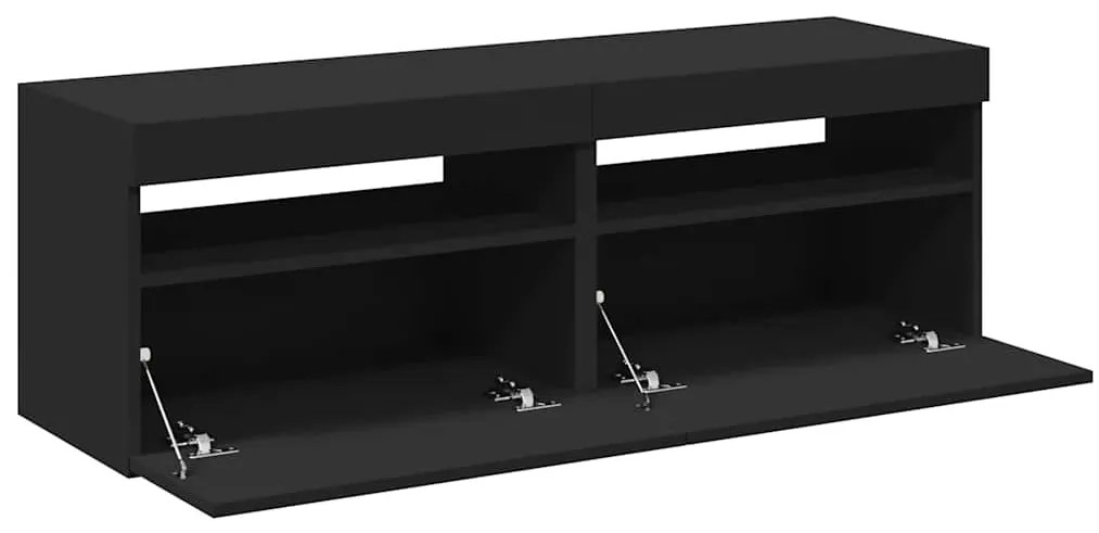 Móveis de TV com luzes LED 2 pcs 60x35x40 cm preto