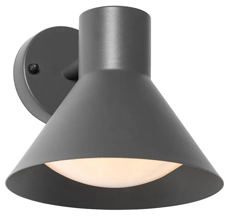 Candeeiro de parede exterior industrial cone cinzento escuro IP44 - Natas Industrial