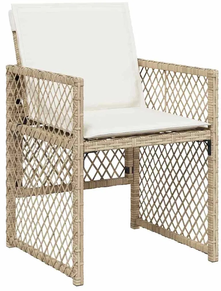 Conjunto de Jantar de 5 Peças para Jardim com Almofadas Bege Poliéster