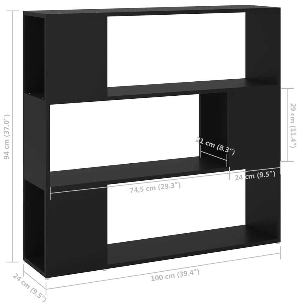 Estante/divisória 100x24x94 cm preto