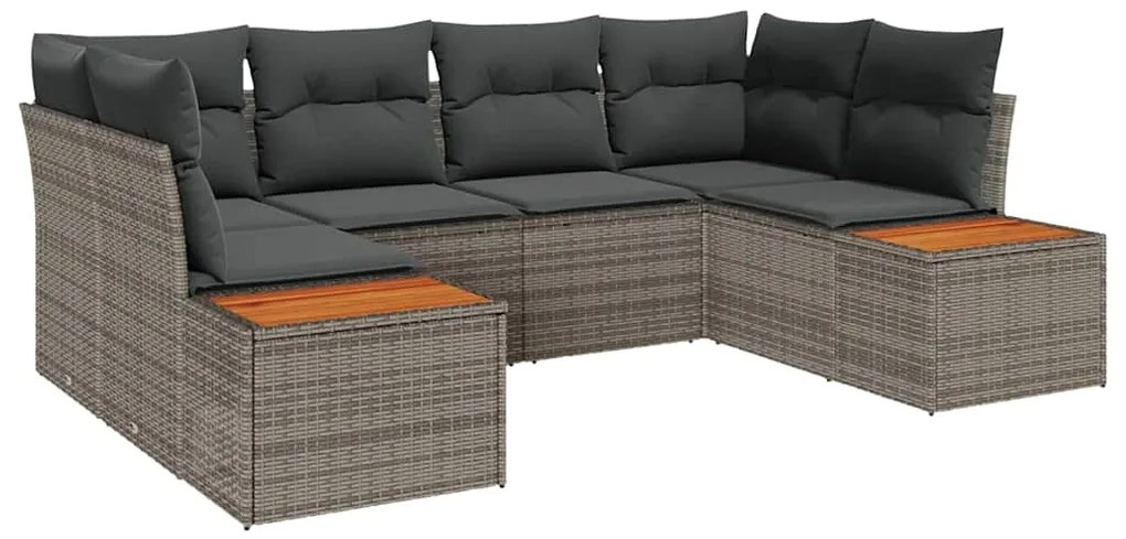 Conjunto de Sofás de Jardim 6 Peças com Almofadas Cinza em Rattan Sint