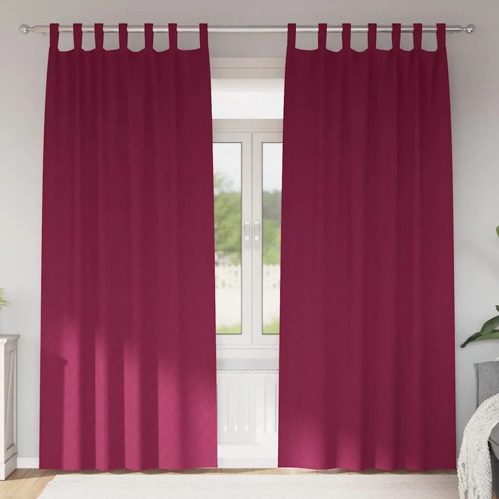 Cortinas 2 pcs Vinho Vermelho 245 x 140 cm Poliéster