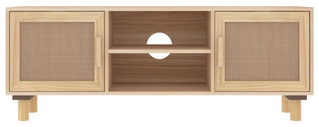 Móvel de TV 105x30x40 cm pinho maciço/vime natural castanho