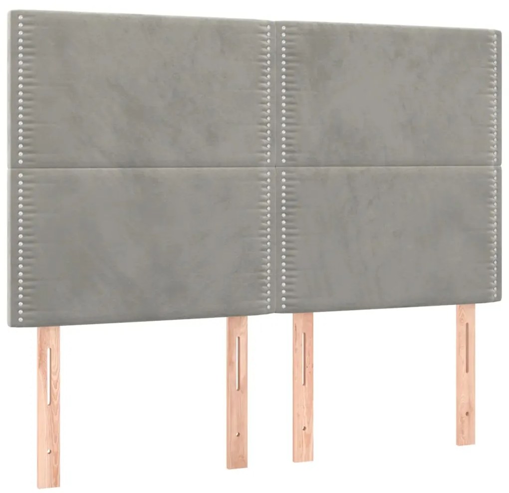 Estrutura de cama sem colchão 140x200 cm veludo cinzento-claro