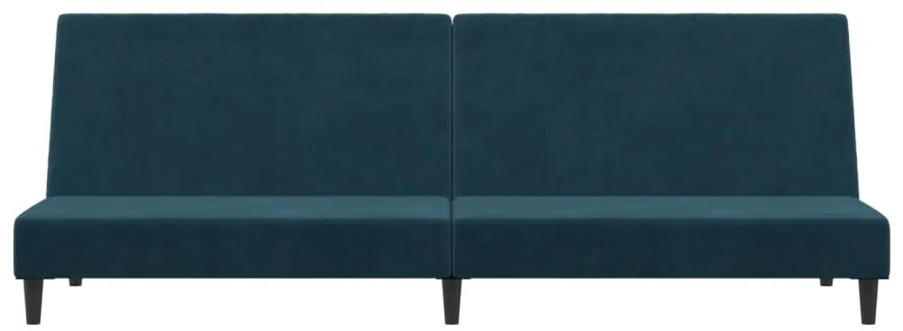 Sofá-cama de 2 lugares veludo azul