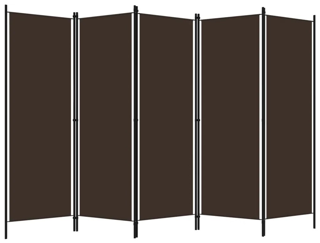 Divisão de quarto com 5 painéis 250x180 cm castanho