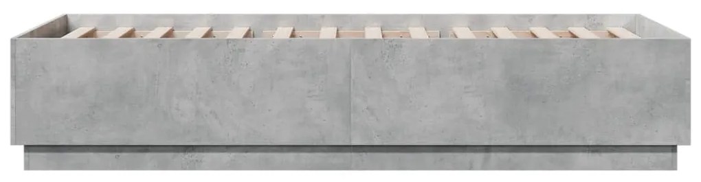 Estrutura de cama c/ luzes LED derivados madeira cinza cimento