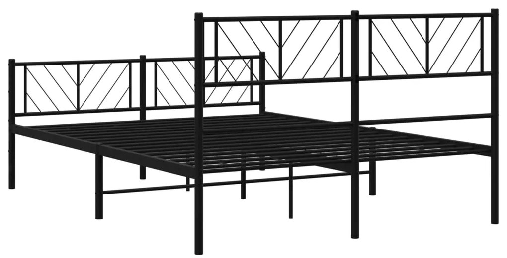 Estrutura de cama com cabeceira e pés 140x190 cm metal preto