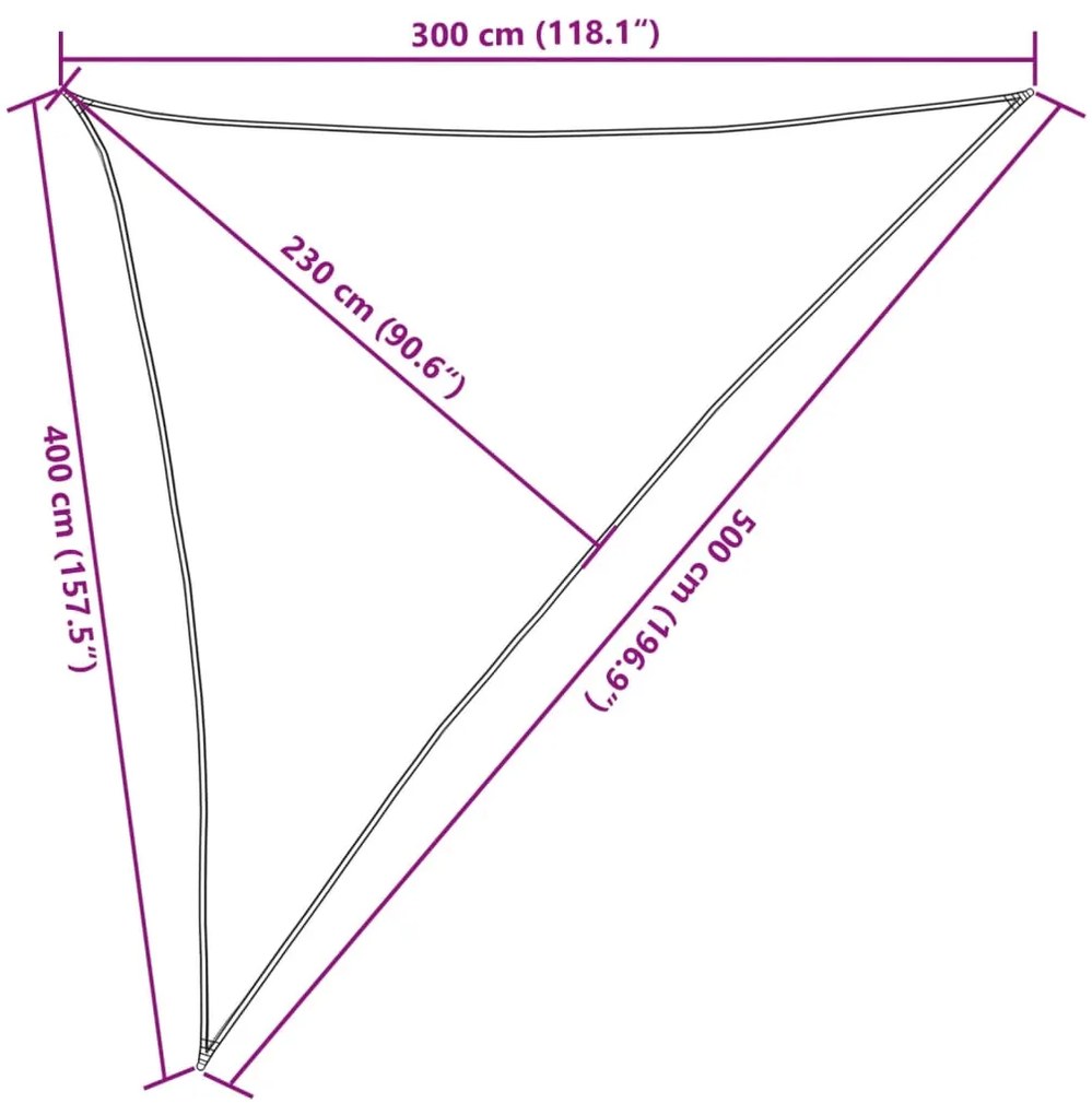 Para-sol estilo vela 160 g/m² 3x4x5 m PEAD cor preto