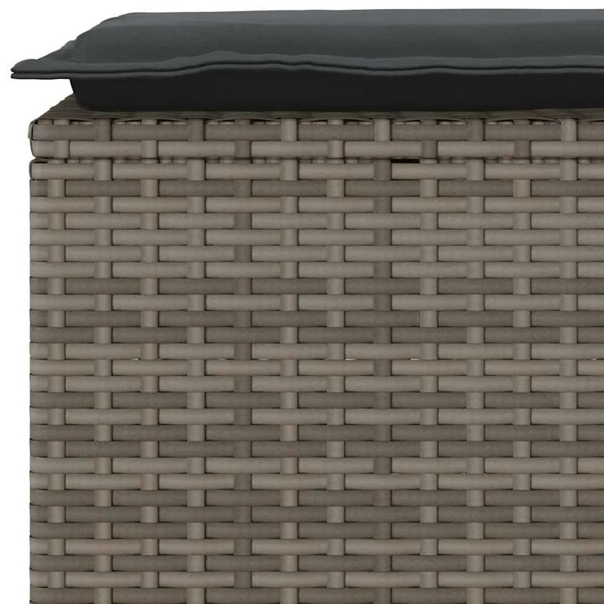 Banco de jardim com almofadão 110x40x44 cm vime PE cinzento