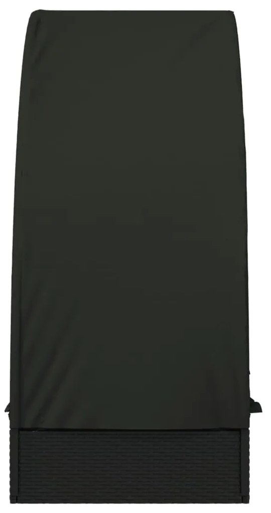 Espreguiçadeira com teto redondo 211x57x140 cm vime PE preto
