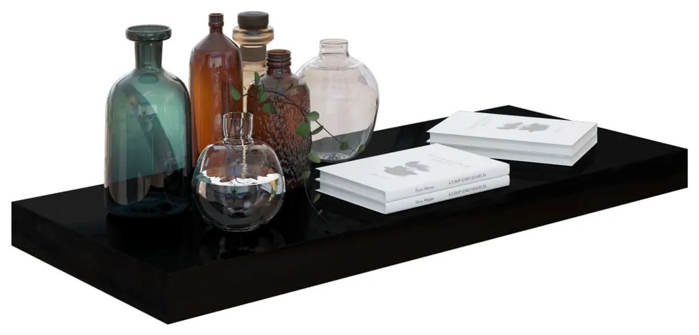 Prateleira de parede suspensa 60x23,5x3,8 cm MDF preto