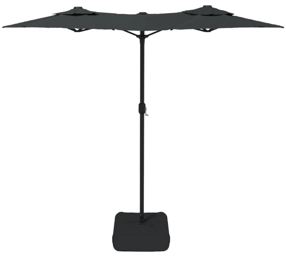 Guarda-sol jardim c/ cabeça dupla/luzes LED 316x240cm antracite