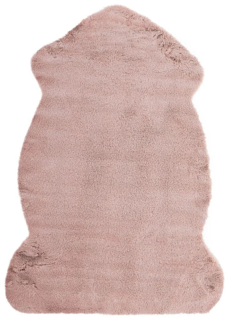 Tapete em pele sintética de coelho rosa 60 x 90 cm UNDARA Beliani