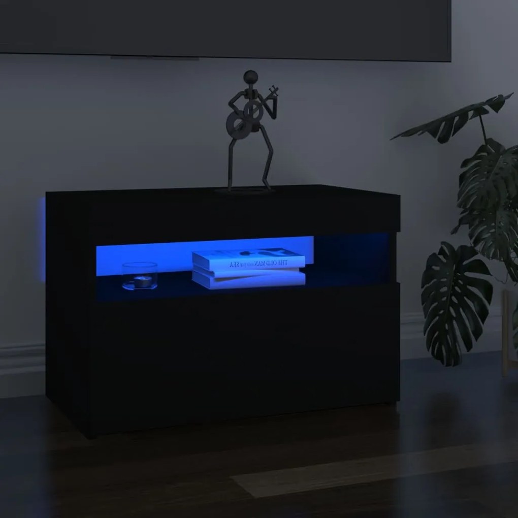 vidaXL Móveis de TV com luzes LED 2 pcs 60x35x40 cm preto